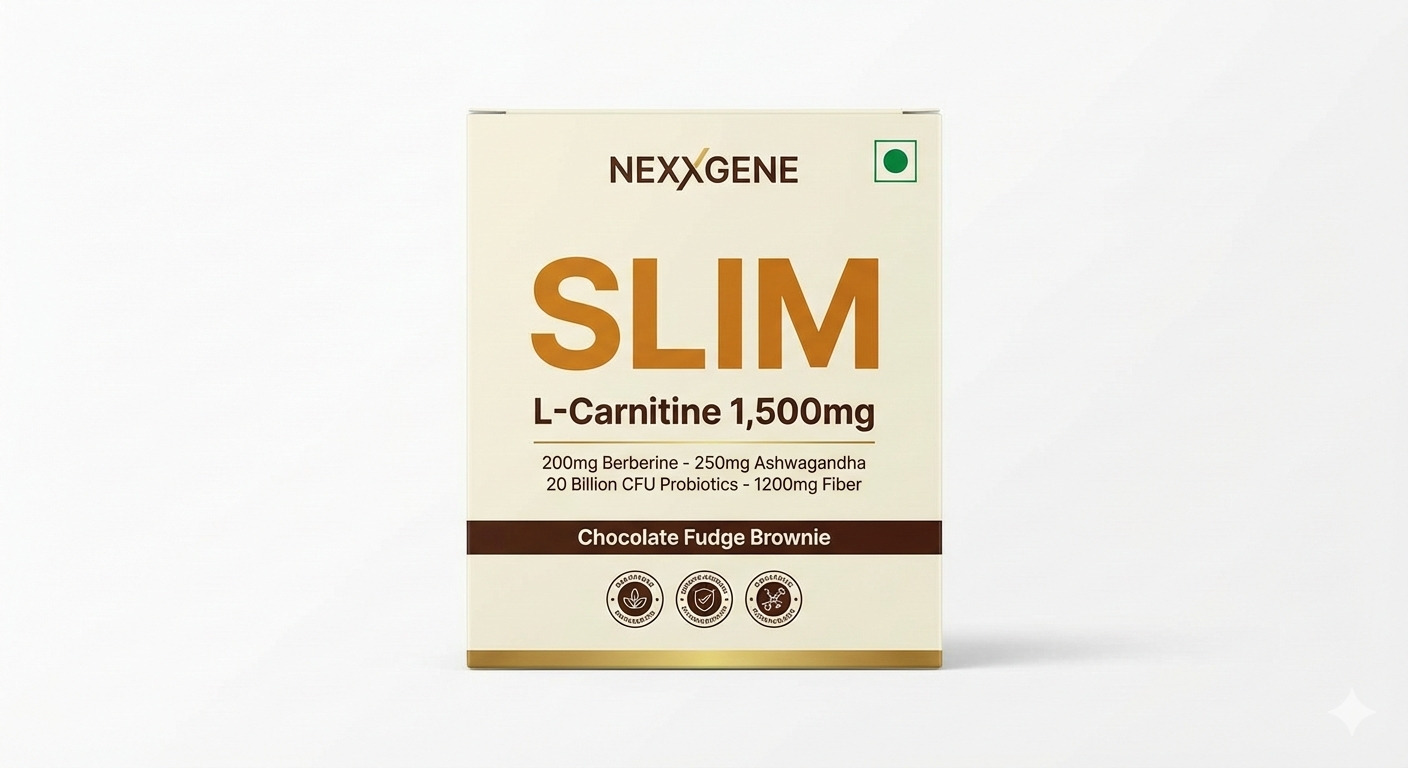 NEXXGENE SLIM Front Box — L-Carnitine 1500mg, Chocolate Fudge Brownie