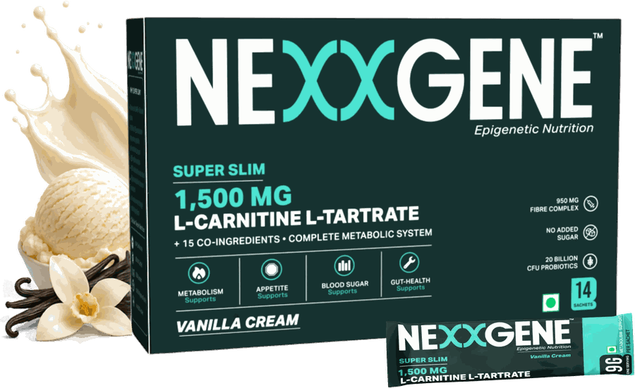 NEXXGENE Super Slim — 1,500 mg L-carnitine L-tartrate, 14 single-serve sachets, vanilla cream