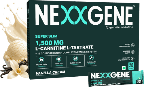 NEXXGENE Super Slim — 1,500 mg L-carnitine L-tartrate, 28 single-serve sachets, vanilla cream
